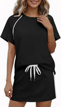 Round-neck Short-sleeve Drawstring Athletic Casual Fashion Set