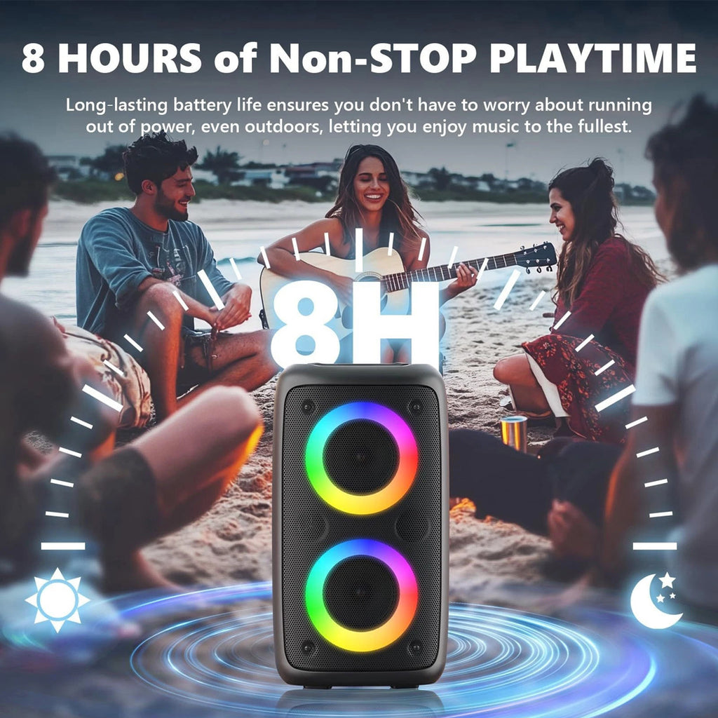 Portable Bluetooth Speaker Sub Woofer Heavy Bass Sound System Party & Mic