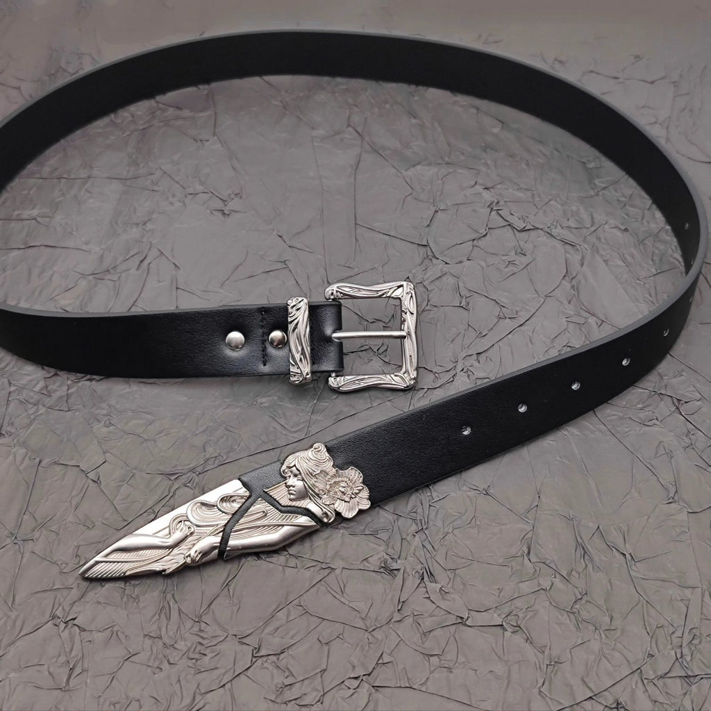 Retro Metal Western Broken Sword Swordsman Carved Belt