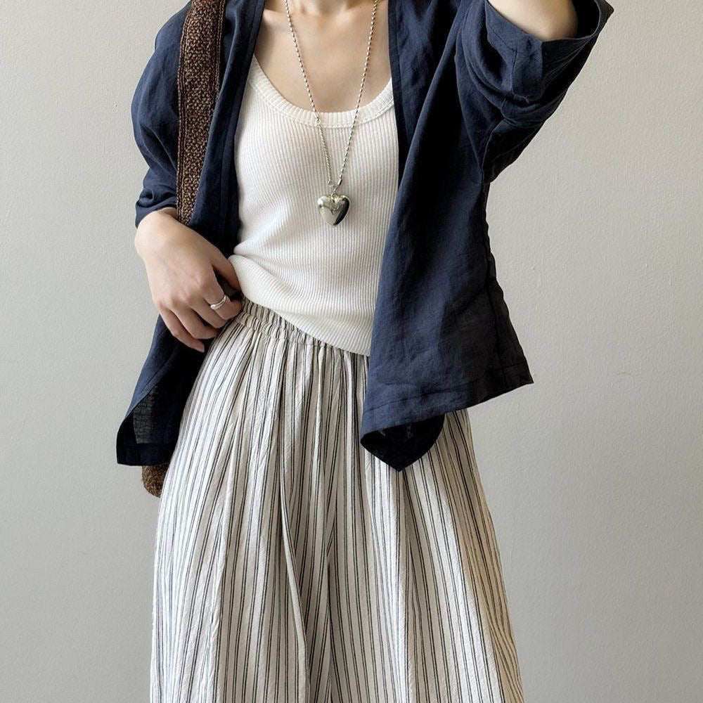 Retro Cotton-Feel Womens Thin Loose-Fit Sun-Protective Top