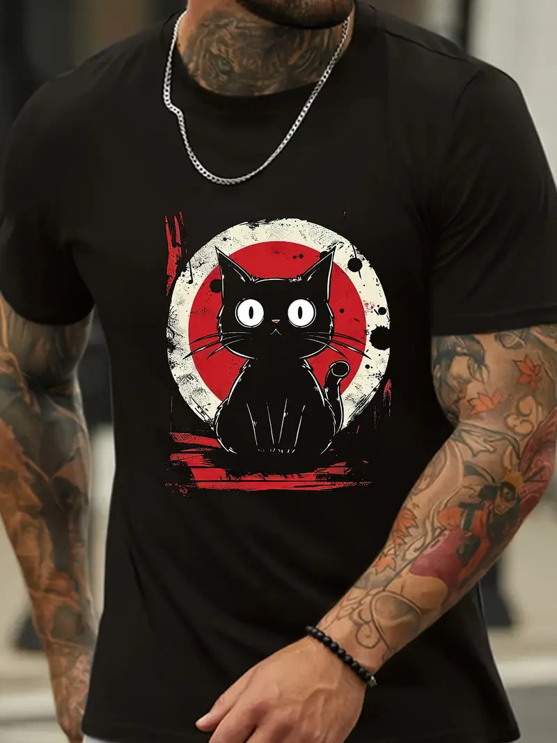 Camiseta de punto de seda helada con bloques de color para hombre