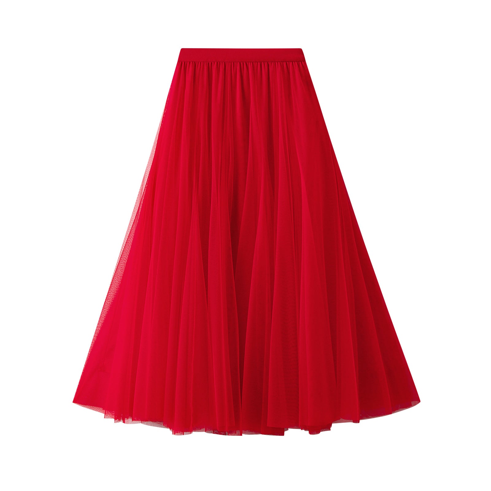 New Autumn And Winter High Waist Mid-length Tulle Skirt Pleated Skirt