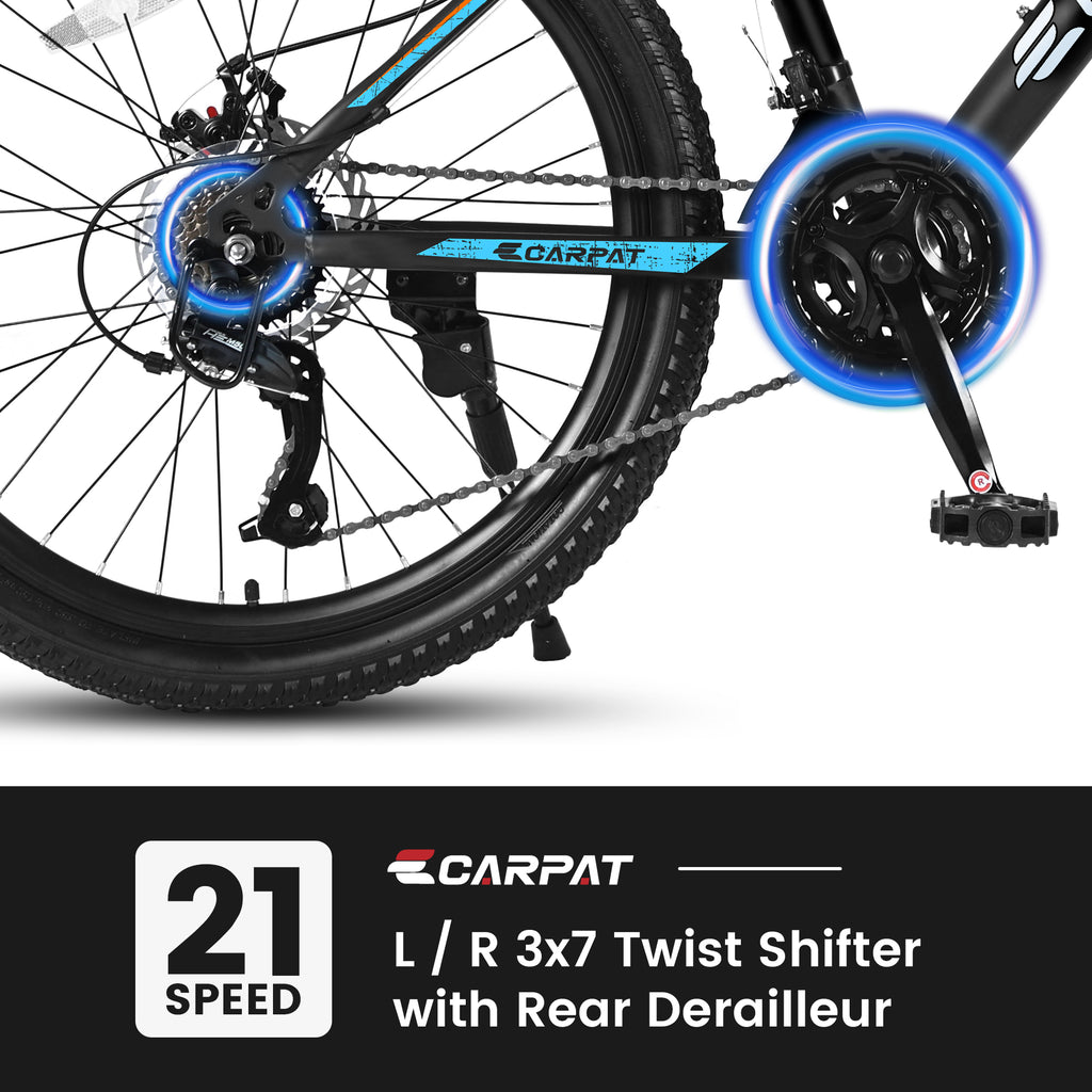 S26102 26 Inch Mountain Bike, Shimano 21 Speeds With Mechanical Disc Brakes, High-Carbon Steel Frame, Suspension Bikes Mountain Bicycle For Teenagers