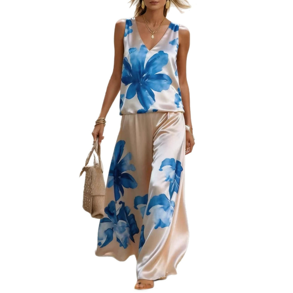 Sleeveless Printed Vest And Pants Set