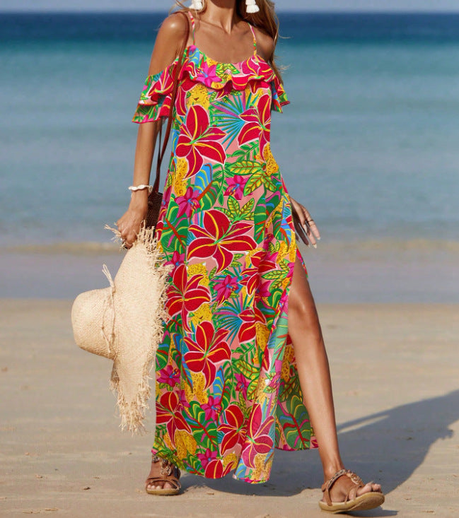Summer Off-the-Shoulder French-style Polka Dot Dress For Women