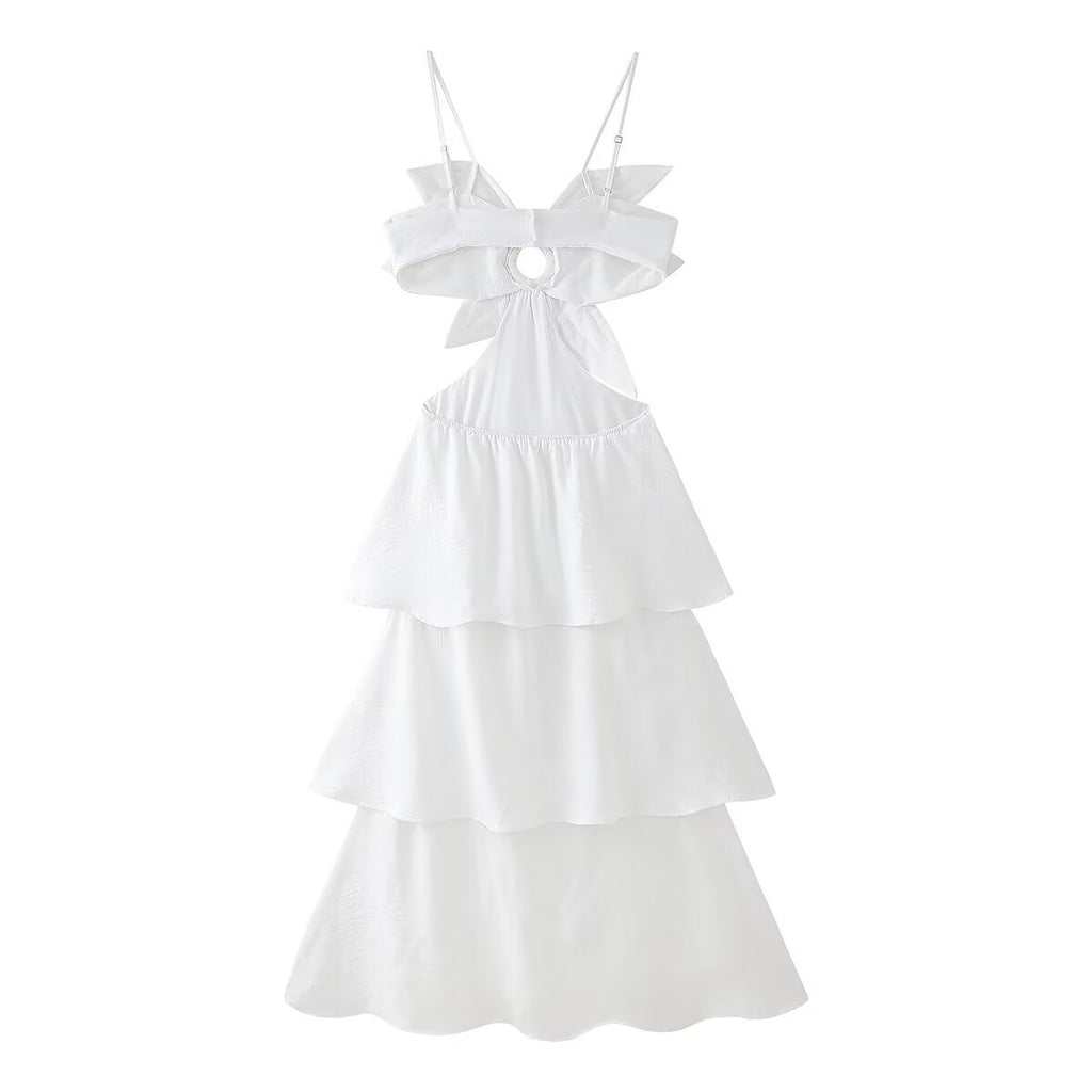 Layered Midriff-Baring Sexy Solid-Color Slip Dress