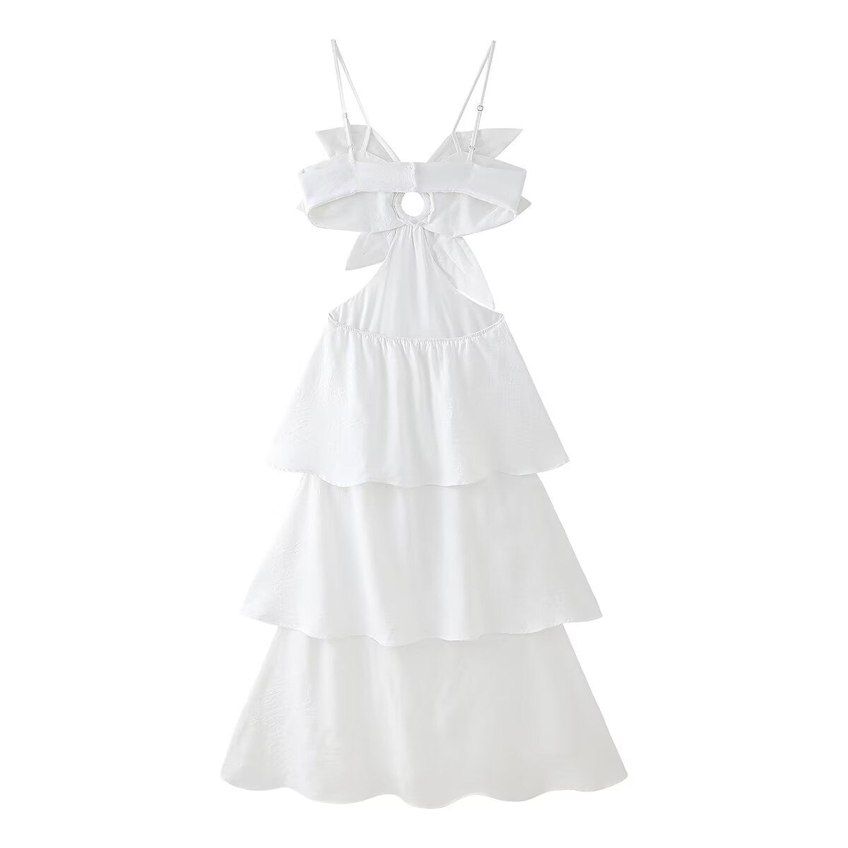 Layered Midriff-Baring Sexy Solid-Color Slip Dress