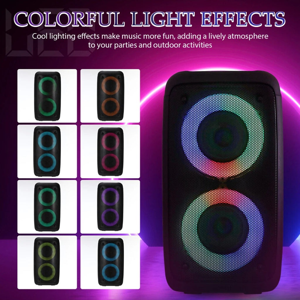 Portable Bluetooth Speaker Sub Woofer Heavy Bass Sound System Party & Mic