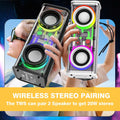 Portable Bluetooth Speaker With LED Lights&Transparent Casing, Bluetooth 5.3 Wireless Outdoor Speakers Support TWS PairingTF Card, 10W Stereo Sound, Electronics For Home, Outdoors, Travel Black