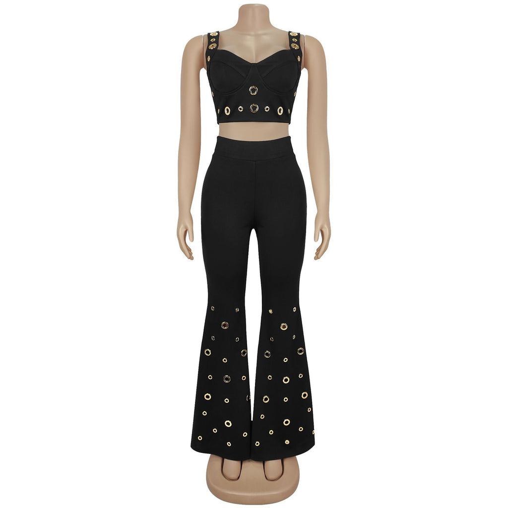 Womens Wide-leg Pants Two-piece Set