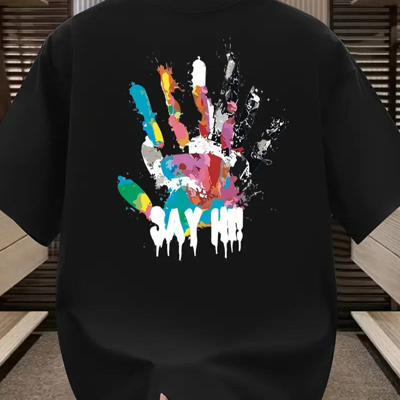 Camiseta de punto de seda helada con bloques de color para hombre