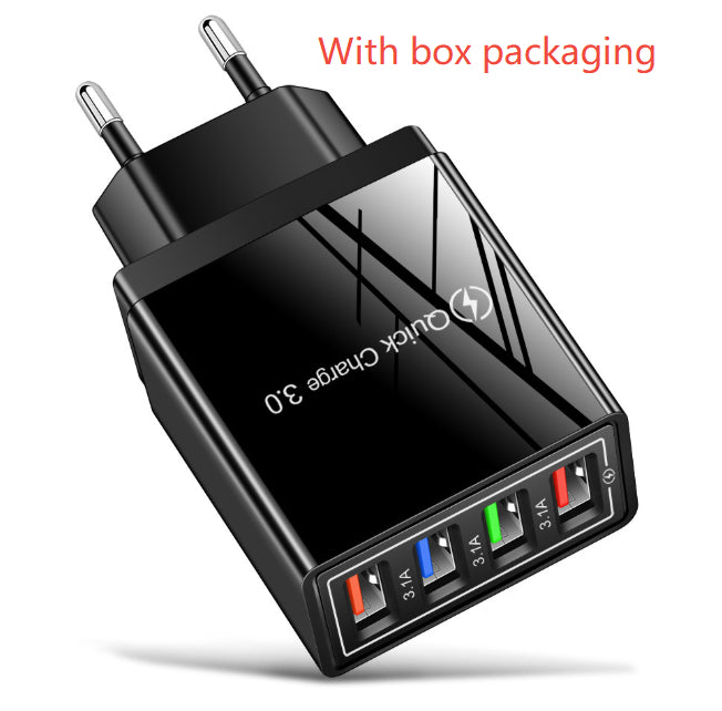 Illuminated 4USB Mobile Phone Charger 3A Charging Head