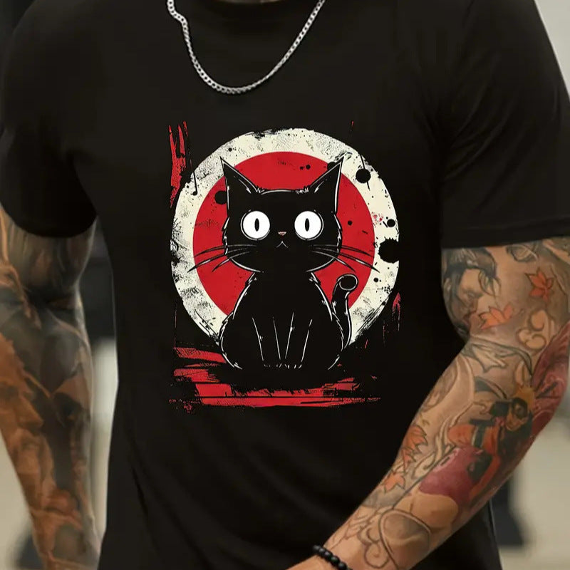 Camiseta de punto de seda helada con bloques de color para hombre