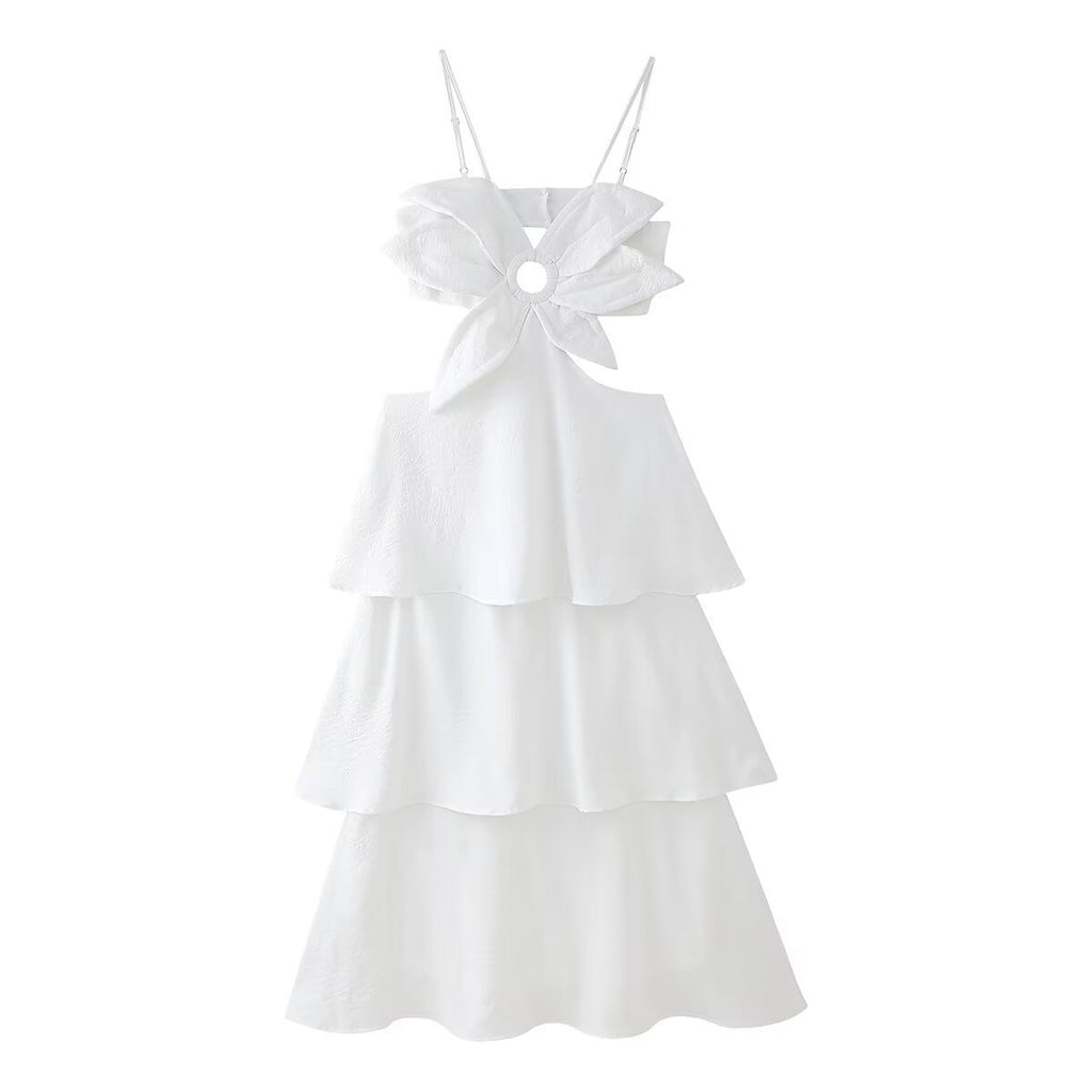 Layered Midriff-Baring Sexy Solid-Color Slip Dress