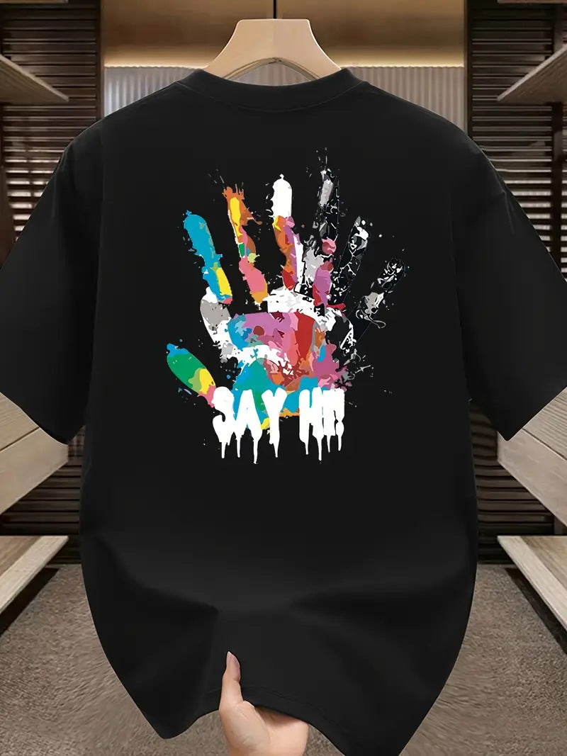 Camiseta de punto de seda helada con bloques de color para hombre